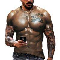 2023 new3D printed funny muscle man graphic T-shirt, summer mens casual crewneck short sleeve T-shirt, XS--6XL design
