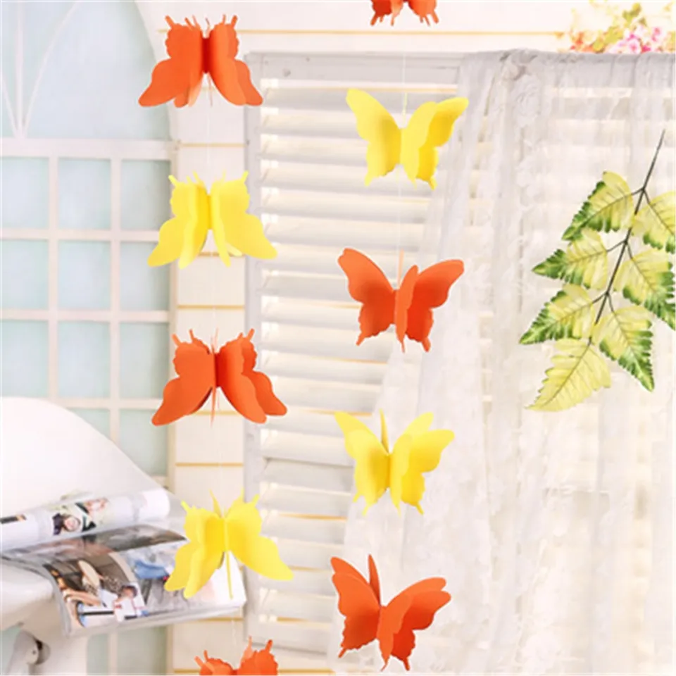 3D Paper Butterfly Garland Buntings for Wedding Party Birthday Festival Diy  Banner Hanging Decorations 3D Paper Butterfly String