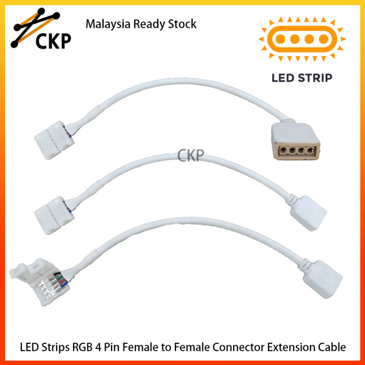 Led Strips Rgb 4 Pin Female To Female Connector Extension Cable 15cm White Penyambung Kable Led 