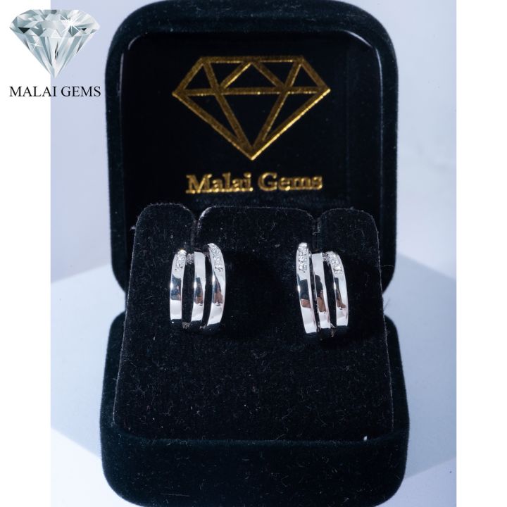 malai-gems-ต่างหูเพชร-เงินแท้-silver-925-เพชรสวิส-cz-เคลือบทองคำขาว-รุ่น-11008172-แถมกล่อง-ต่างหูcz-ต่างหูเงินแท้