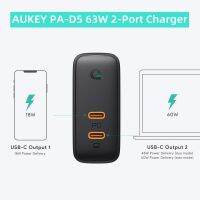 AUKEY PA-D5 63W Dual-Port PD ปลั๊ก EU Fast Charge แท่นชาร์จสำหรับโทรศัพท์ Macbook