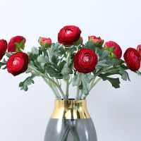 【cw】Nordic Luxury Flocked rose peony Artificial Flowers silk flores artificiales for fall christmas Wedding decoration ！