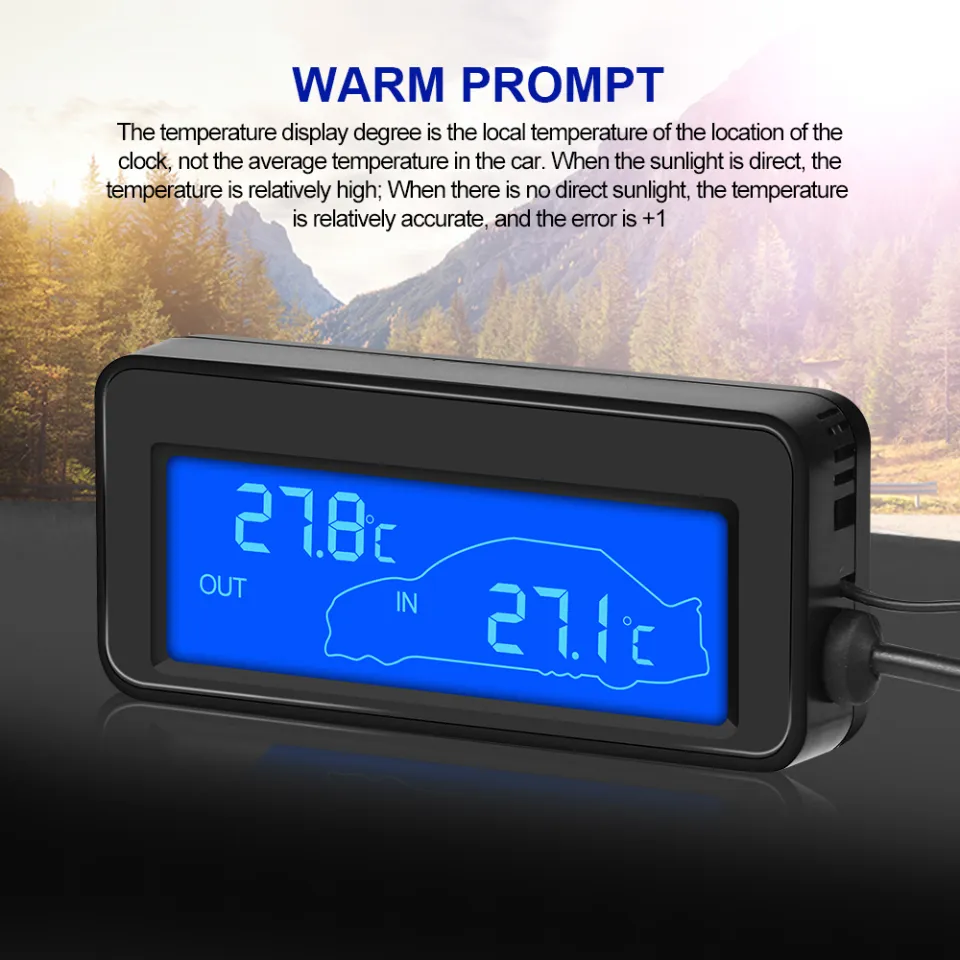 Mini Digital Car LCD Display Indoor Outdoor Thermometer 12V