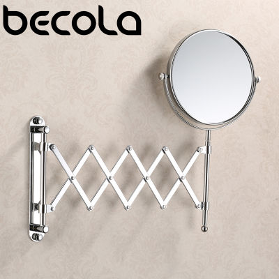 BECOLA 8 Inch 3X Magnifying Round Wall Make up Mirror Two-Sided Retractable Bathroom Mirror 360 Degree Swivel Makeup Mirror
