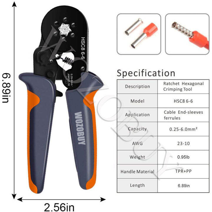 wozobuy-wire-terminal-ferrule-crimping-tool-hsc8-6-6sn-06wf-ratchet-electrician-crimper-pliers-with-cable-lugs-kit-awg23-10