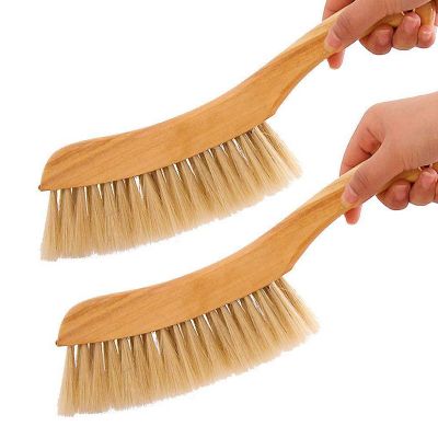 2X Counter Duster, Soft Bristles Debris Dust Hair Cleaning Brush with Wood Handle for Bed Sheets Clothes Sofa Carpet