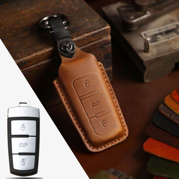 leather-car-key-case-cover-fob-keyring-accessories-for-volkswagen-vw-passat-cc-2008-b6-b7-keychain-holder-protective-shell-pouch