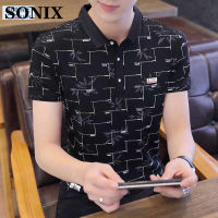 SONIX ชายเสื้อโปโลผู้ชายแขนสั้นเสื้อยืดเกาหลี Slim เสื้อโปโล Lapel เสื้อโปโลฤดูร้อนครึ่งแขนชายเสื้อ