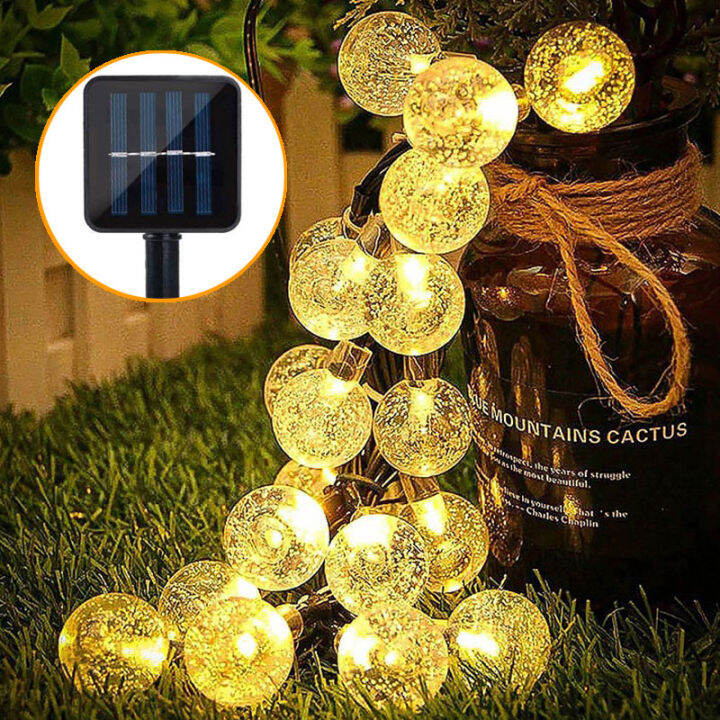 8 Modes Switch LED Solar Powered Crystal Glass Auto On / Off String Hanging Light Bulb Night
