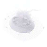 Fascinators หมวกสีทึบขนนกดอกไม้หมวกค็อกเทลงานเลี้ยงน้ำชาหมวกสวมหัวพร้อมผ้าคลุมหน้าสำหรับหญิงและสตรี