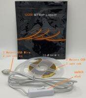 COB ยืดหยุ่นความหนาแน่นสูงแสงสม่ำเสมอ LED Strip 2M DC5V USB ความกว้าง LED Ribbon 300 leds/m สำหรับห้องนอนห้องครัวตกแต่งบ้านในร่ม สวิตช์ในตัว