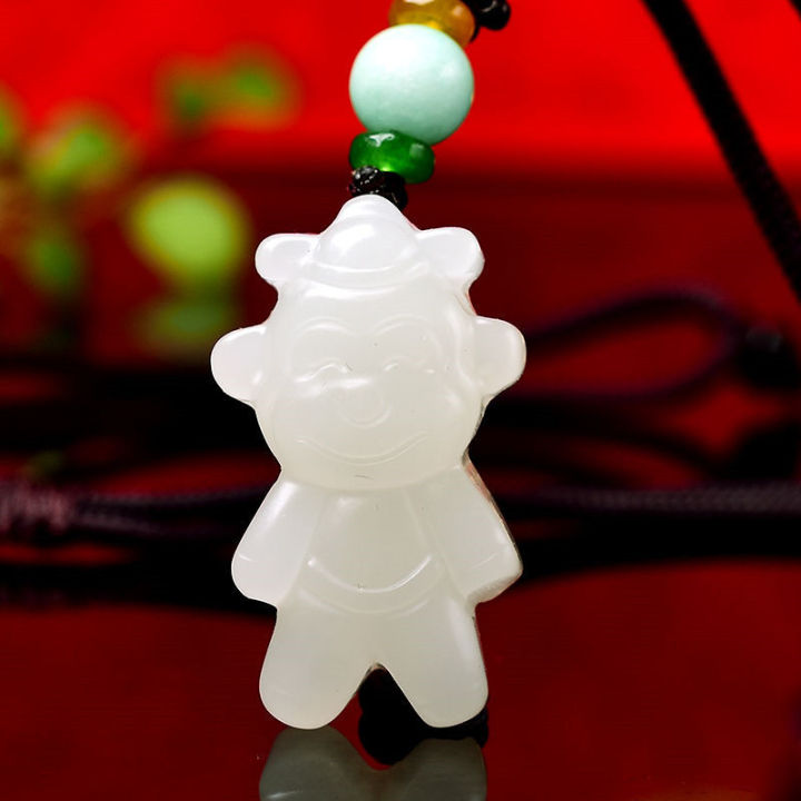 จีนราศีหยกจี้-jadeite-เสน่ห์ของขวัญธรรมชาติจีนพระเครื่องแกะสลักสร้อยคอสีขาวเครื่องประดับแฟชั่นผู้ชายผู้หญิง