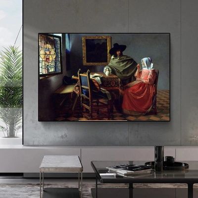 Vermeer Wine Glass Canvas Paintings Portrait Posters and Prints Wall Art Pictures for Living Room Home Wall Decoration Cuadros