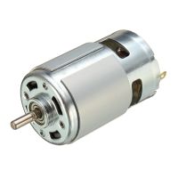 มอเตอร์แรงบิดขนาดใหญ่ความเร็วสูง DC 775 DC 12V-36V 3500-9000RPM พร้อมลูกปืนและใบพัดลมสำหรับ DIY รุ่นรถยนต์/เครื่องเจาะขนาดเล็กไมโคร