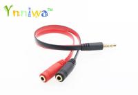 ✆┇ 1pcs Black-Red 3.5mm Jack 1 Male to 2 Female Audio Splitter to Micrphone Adapter Cable For pad Phone Android Mobile MP3 MP4