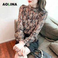 HOT”AOLINA เสื้อเชิ้ตผ้าชีฟองสำหรับผู้หญิง,เสื้อเชิ้ตแขนยาวสไตล์พระราชวังดีไซน์แบบเฉพาะสำหรับผู้หญิงแบบฝรั่งเศสใหม่สำหรับฤดูใบไม้ผลิ