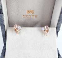 ERLME0454 [เซตเต้ โมด้า] ต่างหูตัวเรือนเงิน สเตอริงค์ ซิลเวอร์ ชุบ18K Rose Gold ประดับด้วยพลอย Rose Quartz , Chalcedony , Moonstone White Gemstone Earrings