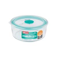 กล่องถนอมอาหาร MATCH-UPS GLS RND 750 ML REALSEAL CLEAR/TEAL(DECOR)