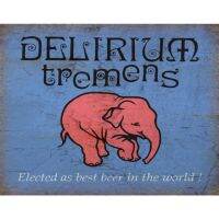 Delirium Tremens Belgian Beer Wall Plaque: ป้ายโลหะดีบุกสไตล์วินเทจสำหรับตกแต่งบ้านสำนักงานบาร์ผับศิลปะบนผนังที่สวยงามแบบย้อนยุค