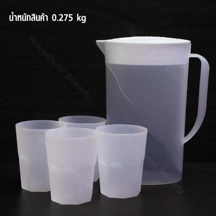hhsociety-เหยือกน้ำ-เหยือกพลาสติก-เหยือกน้ำ-พร้อม-แก้วน้ำ-4-ใบ-cold-water