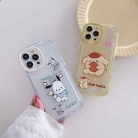 เคสมือจับสำหรับโทรศัพท์มือถือเลนส์สำหรับ iPhone 14 13 12 Pro Max Plus 11 Pom Pom Purin น่ารัก Pochacco กล้องตุ๊กตาสุนัขป้องกันการกระแทก TPU แบบนิ่มกระเป๋าใส่ของอากาศ