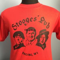 80s Vintage 3 Stooges Pub Racine Wisconsin comedy movie tv television T Shirt MEDIUM