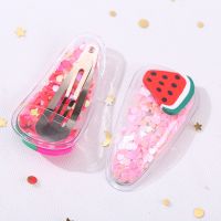 jd Korean Version ins Fruit Flow Sofa Clip Children Bangs Side Transparent PVC Hairpin bb Single Pack