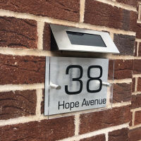 LED Solar Wall Lamps Home Yard Brightness LED Solar House Number Light Door Number Warning Sign Doorplate Lamp Plaques