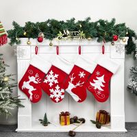 Christmas Stockings Socks Gift Candy Bag Christmas Decorations for Home New Year Deer Elk Pocket Hanging Xmas Tree Ornament Socks Tights