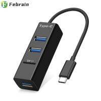 FEBRAIN เครื่องขยาย USB-C 4พอร์ตความเร็วสูง,เครื่องแยก USB 2.0 USB Type-C อ่านการ์ดความจำฮับ