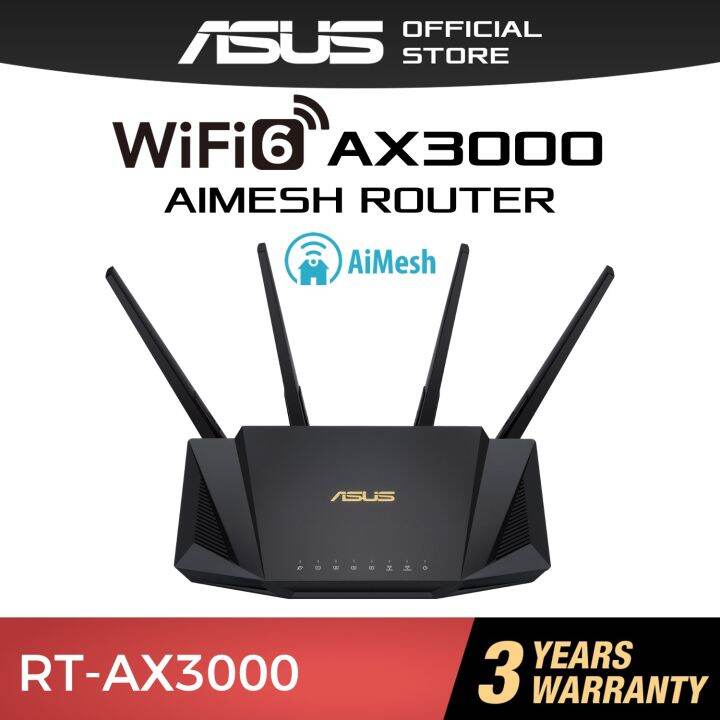 Asus Ax3000 Wifi 6 Wireless Router Rt Ax3000 Aimesh Mesh Router With Aiprotection Pro Security