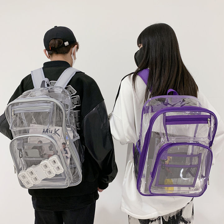 กระเป๋าเป้สะพายหลังกระเป๋านักเรียนความจุสูงทำจากพีวีซีกระเป๋าเป้สะพายหลังพีวีซีแบบข้ามพรมแดนจาก-amazon