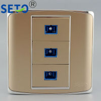 86 Type Three Ports Fiber Optical SC Panel Wall Plate Socket Keystone Faceplate