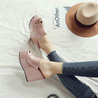 New Arrival April 2022 Women Open Toe PU Classical Platform Heeled Sandals Daily Solid Wedge Heel Slip-on 12cm Women Wedges Sandals