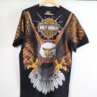 เสื้อนก Harley-Davidson OVP โอเวอร์ปริ้น แนววินเทจ สกรีนทั้งตัว ผ้าฝอกสีเฟด เสื้อOVP เสื้อวงดนตรีต่างประเทศ เสื้อวงร๊อค