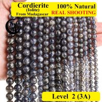 【LZ】 Zhe ying cordierite natural/miçangas de pedra iolite redonda solta espaçador grânulos para fazer jóias pulseira colar acessórios