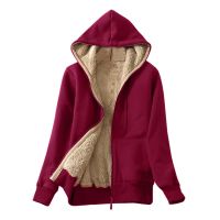 ☃ﺴ⊙ Womens Cashmere Warm Coats Thick Parka Hooded Coat Hoodies Sherpa Lined Fleece Sweatshirt