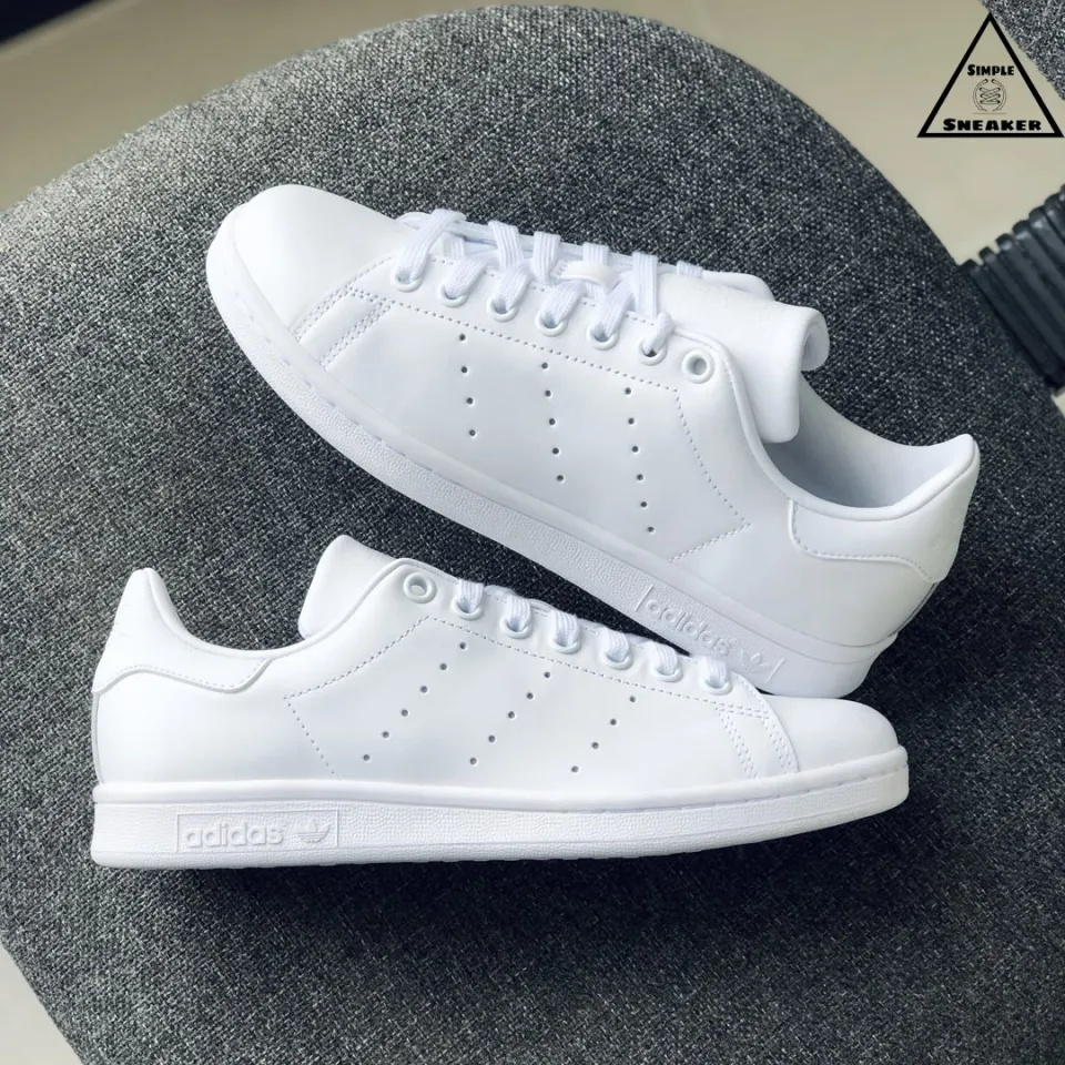 Giày Adidas Stan Smith All White Chính Hãng - Giày Stan Smith Gót Trắng  Unisex Chuẩn Auth [S75104] - Simple Sneaker | Lazada.Vn