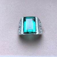 Natural green crystal mens ring made of 925 silver stylish professional design