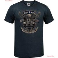 เสื้อยืดฤดูร้อนเสื้อยืดลำลอง Harley-Davidson Military - Mens T-Shirt - Overseas Tour Veterans Support Sports T-shirtเสื้อยืดพิมพ์ลาย