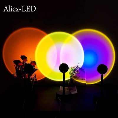 New Sunset Projection Lamp Rainbow Atmosphere Floor Light USB Button Home Bedroom Decoration LED Sunset Projection Night Light