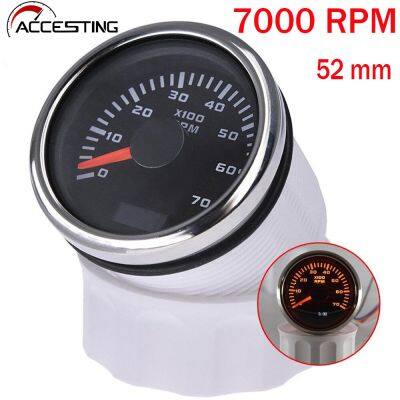 7000 RPM 52Mm Pointer Tachometer Gauge LCD Digital Hourmeter Tachometer Outboard Counter Tacho Meter Gauge Hour Meter With Red Backlight For Car Marine Boat Yacht RV Camper 9-32V อุปกรณ์เสริม