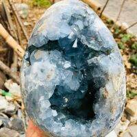 1PC Madagascar Natural Celestite Crystal Druzy Cluster Sky Blue Geode Mineral Specimen Home Decor