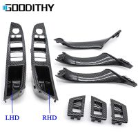 LHD RHD Car Inner Door Carbon Fiber Armrest Pull Handle Window Switch Cover Panel Trim Set For BMW 5 Series F10 F11 F18 523 525