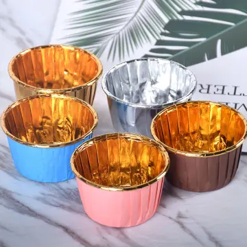 Foil Cupcake Liners Metallic Muffin Paper Cases Baking Cups Sliver Pack of  100,Aluminum Thickened Foil Cups Cupcake Liners Mini Cake Muffin Molds