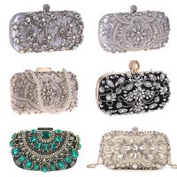 Womens Evening Clutch Bag Party Purse Luxury Wedding Clutches For Bridal Exquisite Crystal Ladies Handbag Apricot Silver Wallet