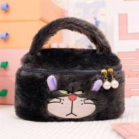 XP Lucifer cat carrying bag Large Capacity Fashion Personality Cartoon cute patch portable cosmetic bento female PX