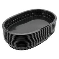 【CW】 12Pcs Plastic Platter Oval Food Baskets Fries Burgers Hot Dog Hamburger Plate Restaurant Supplies Dropshipping