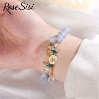 Suellen Jewelse Rose Sisi เครื่องประดับลายดอกไม้สร้อยข้อมือผู้หญิง,กำไลข้อมือคริสตัลป๊อปอัพสไตล์เกาหลีแบบสดชื่นและระเบิดได้สำหรับผู้หญิง