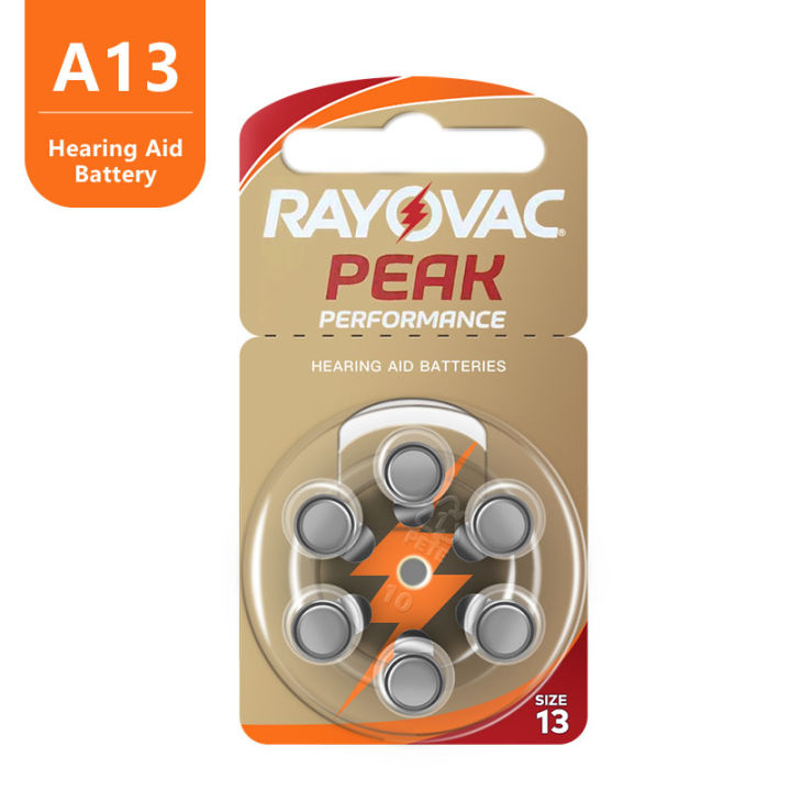 60pcs-hearing-aid-batteries-a13-13a-13-p13-pr48-rayovac-peak-uk-1-45v-zinc-air-cic-bte-hearing-aids-sound-amplifier